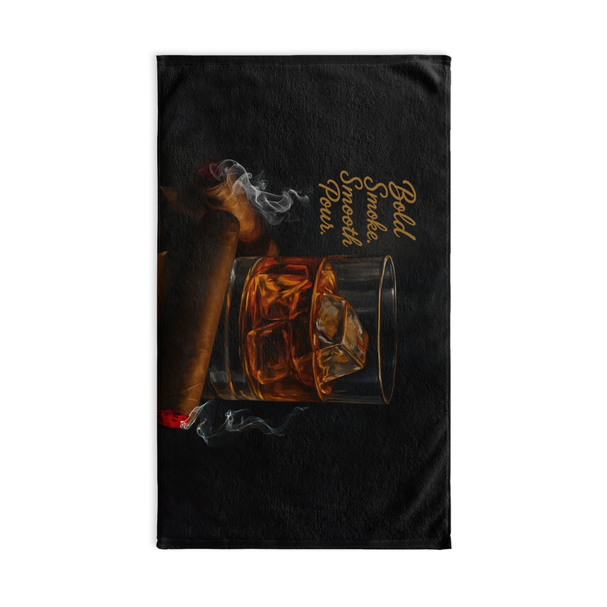 Whiskey & Cigar Hand Towel - Perfect for Home Bar Decor, Unique Gift for Whiskey Lovers, Kitchen Towel, Smoky Vibes, Men's Gift
