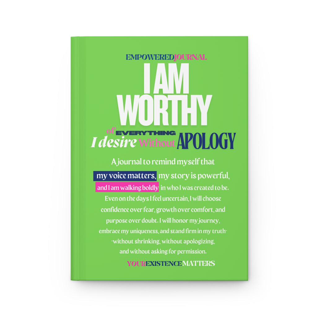 Affirmation Journal — "I Am Worthy" Hardcover Matte Self-Love Notebook