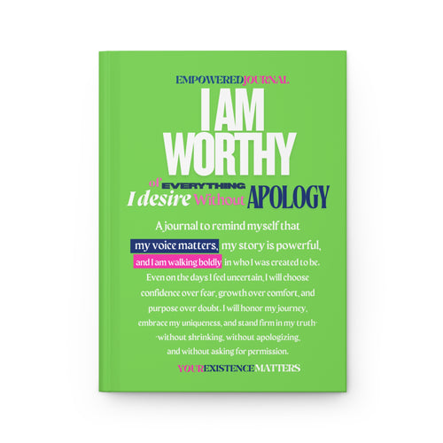 Affirmation Journal — "I Am Worthy" Hardcover Matte Self-Love Notebook