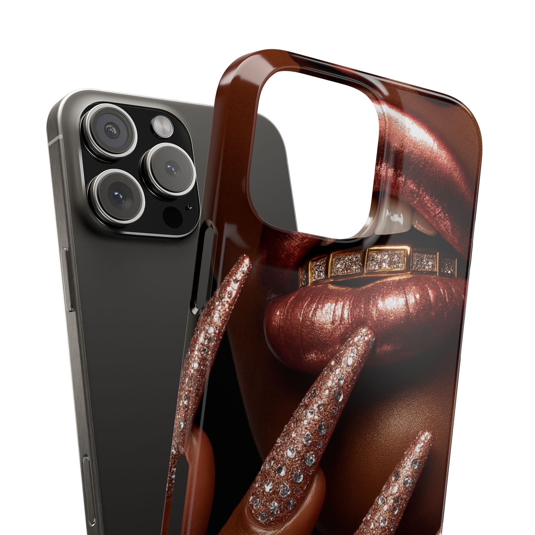 Stylish Slim Phone Case: Chic Nail Art Design for Trendsetters, Phone Accessory, Gift for Her, Fashionable Phone Cover, Glamorous Tech Gear