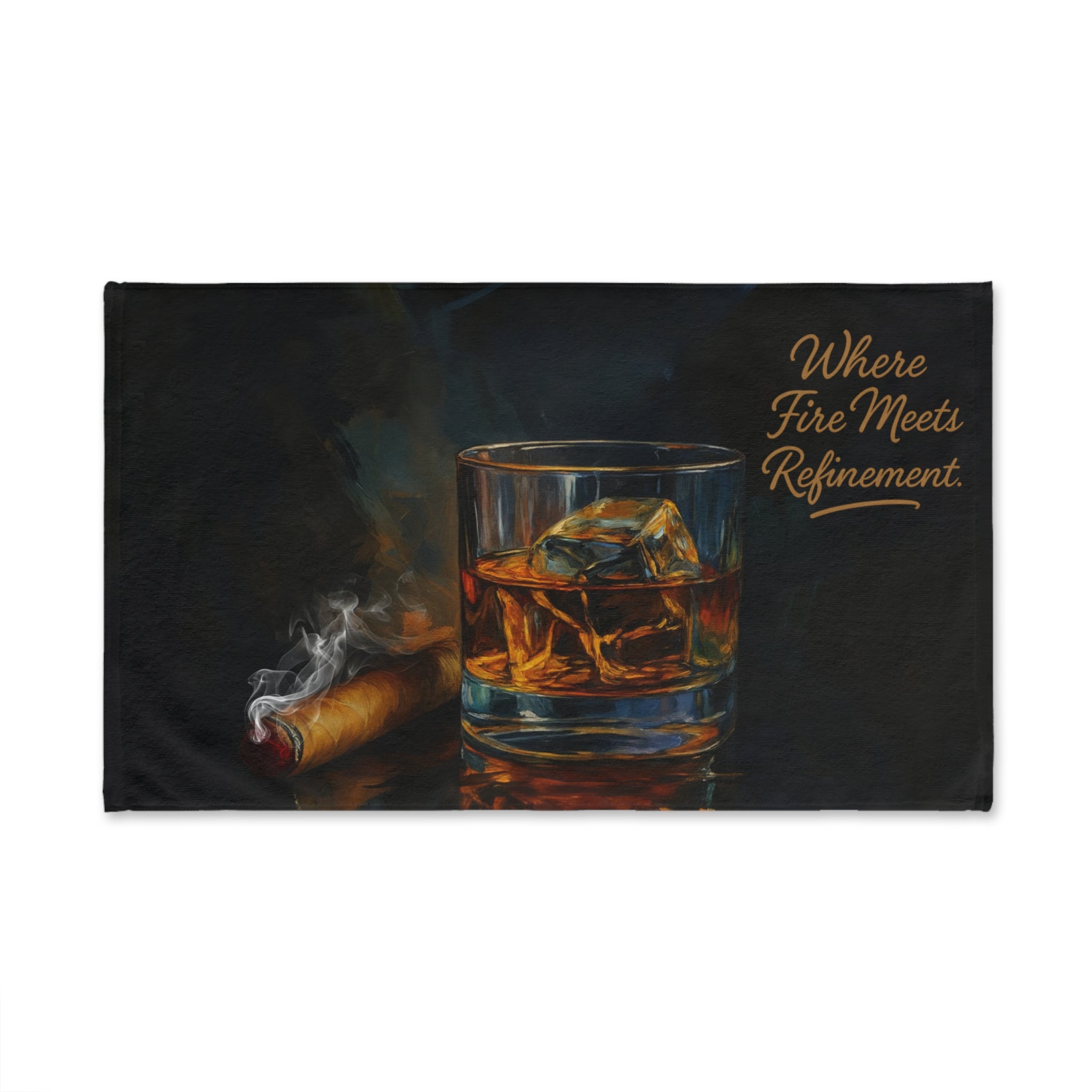 Whiskey Lover's Hand Towel, Gentlemen's Bar Decor, Cigar Enthusiast Gift, Vintage Style Kitchen Towel, Father's Day Present