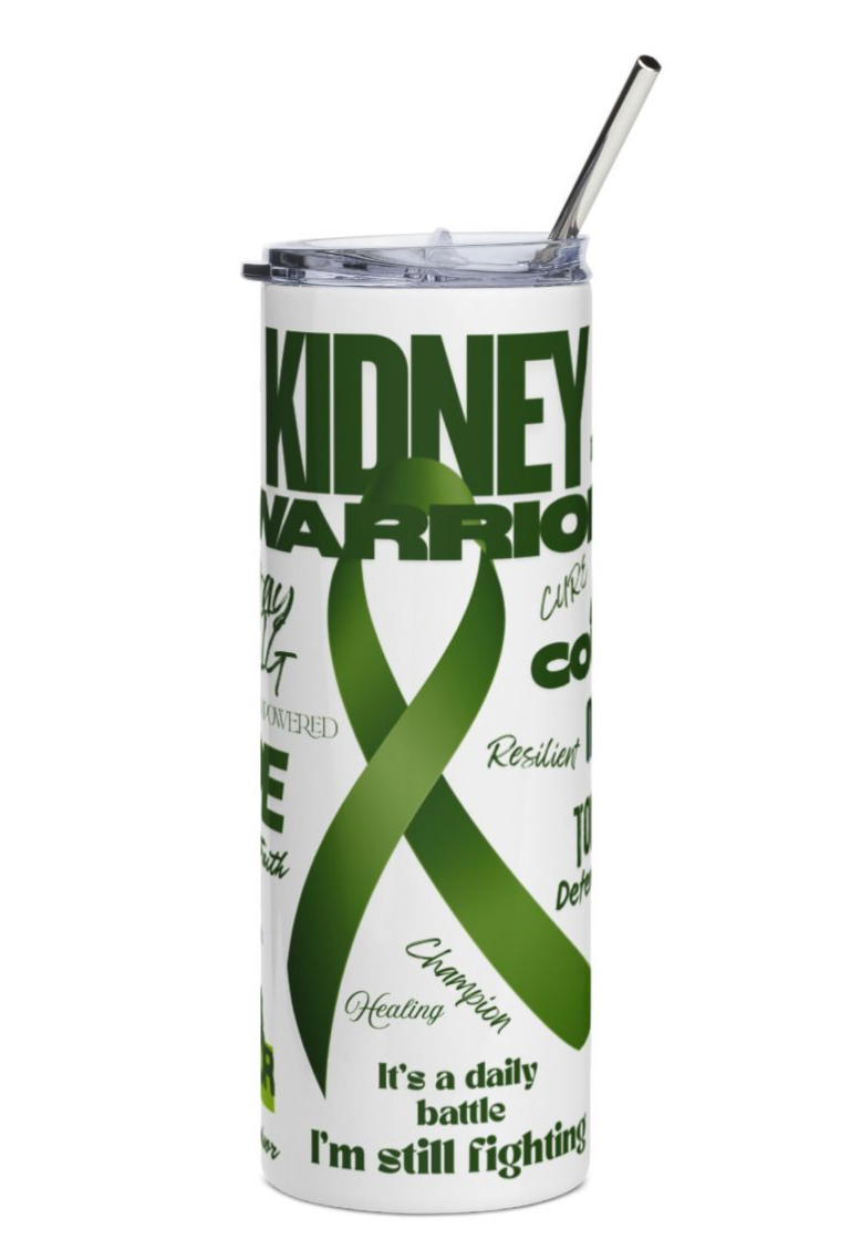 Kidney Warrior Stainless Steel Tumbler | Hope & Strength Drinkware, Motivational Gift for Patients, Support for Awareness Events